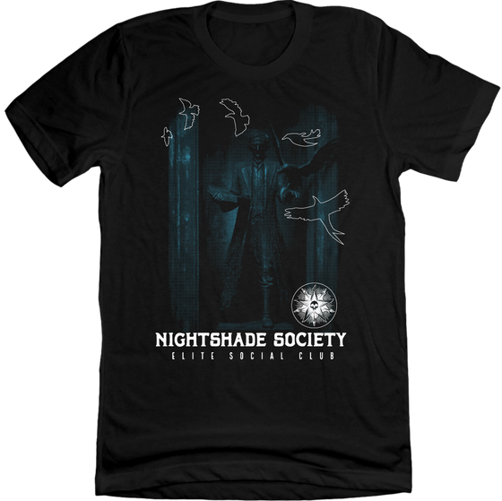 Nightshade Society Crows & Poe Fluffy Crate black T-shirt