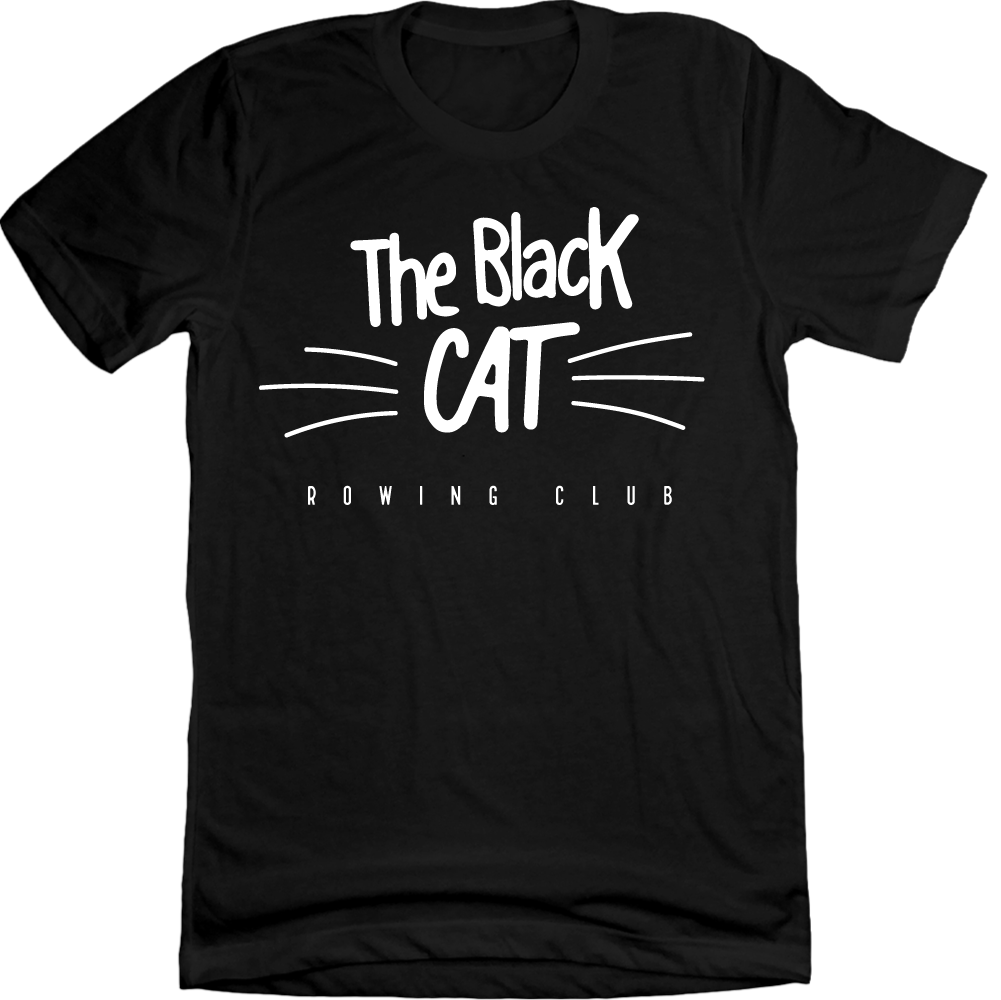Black Cat Rowing Club black T-shirt Fluffy Crate