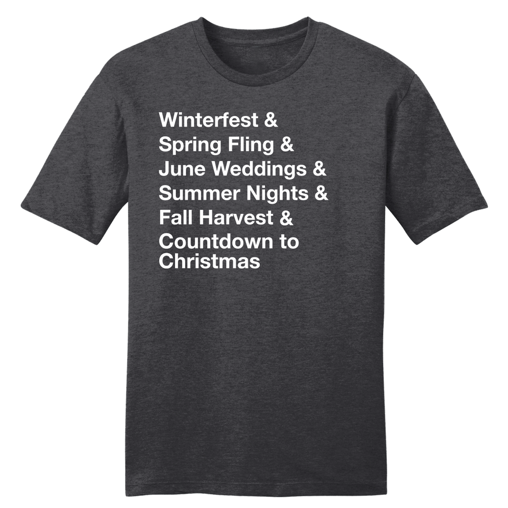 Winterfest & Spring Fling & June Weddings... Charcoal tee